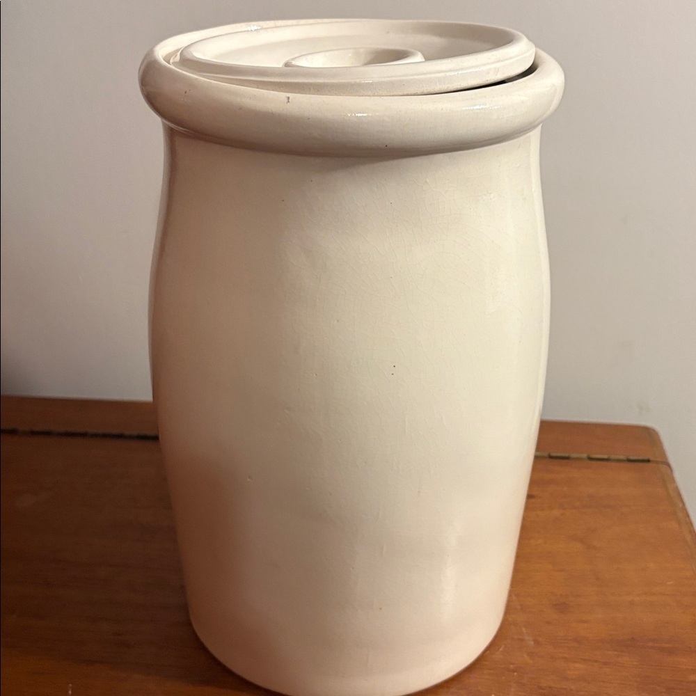 Large Country Geese Ducks Ceramic Butter Churner Crock Vintage 80s Rustic Farm - Picture 6 of 17